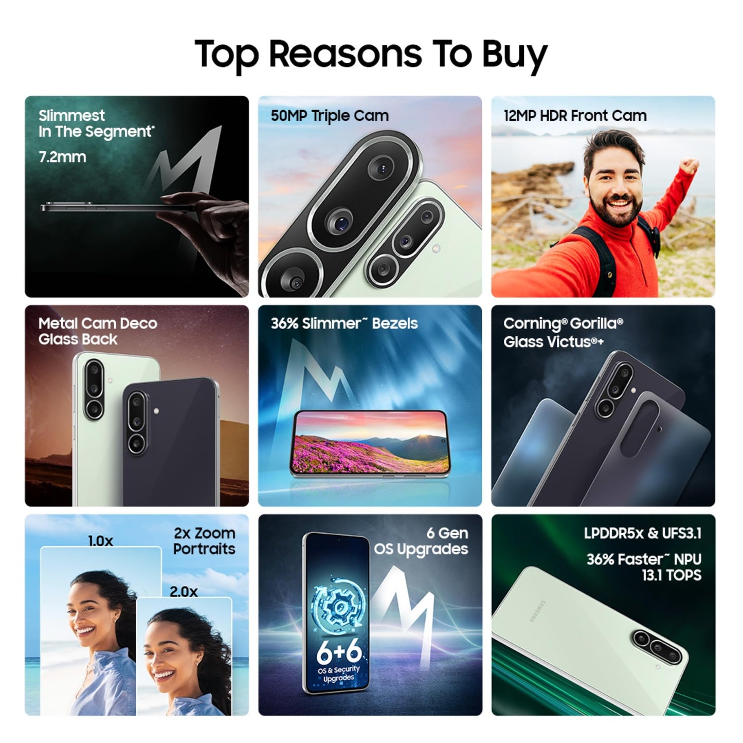 Samsung Galaxy M56 5G Mobile (Light Green,8GB RAM,128GB Storage)| Segment's Slimmest|Gorilla Glass Victus+| 10 Bit HDR Video| 50MP Camera| AI | Vapour Cooling Chamber| Lag-free Gaming| Without Charger