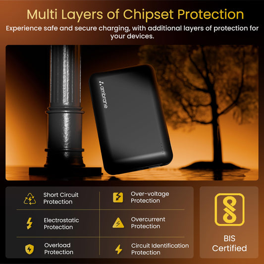Ambrane 20000 mAh Mini Power Bank with 22.5W Fast Charging, Pocket Size, Triple Output, Type C PD (Input & Output), Li-Polymer, Made in India + Type C Cable (Powerlit XL Lite, Yellow)
