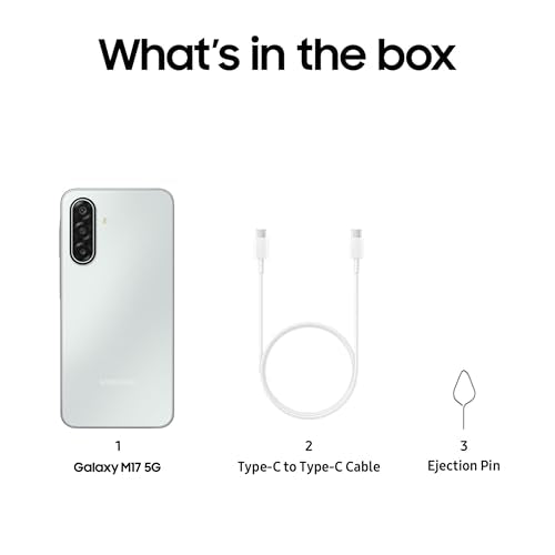 Samsung Galaxy M17 5G Mobile (Moonlight Silver, 8GB RAM, 128GB Storage) | 50MP OIS Triple Camera | Gorilla Glass Victus| IP54 | 6 Gen OS Upgrades | AI | Gemini Live | Lag-free Gaming | Without Charger