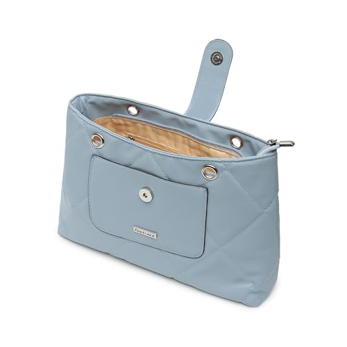 Fastrack Powder Blue Quilted Shoulder Bag for Women | Faux Leather Carry with Metal-Detail Strap, Zipper Closure & Utility Pockets | Stylish Everyday Bag for Work, College & Casual Outings