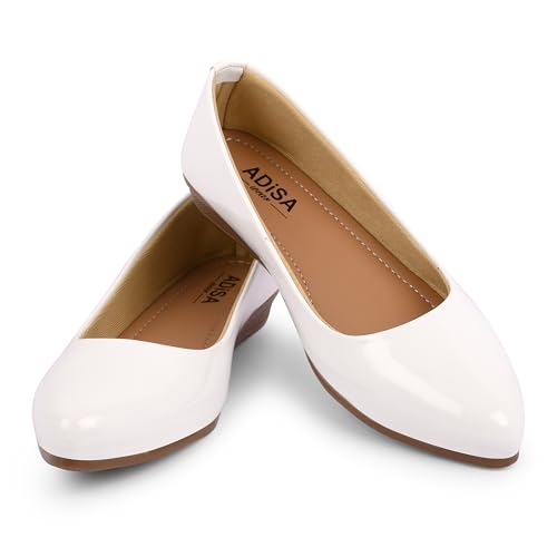 ADISA WEAR Women Girls Slip On Ballet Flats (WS1012-WHI-41) White