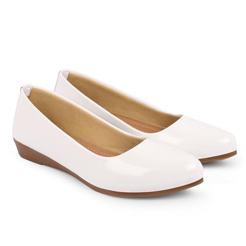 ADISA WEAR Women Girls Slip On Ballet Flats (WS1012-WHI-41) White