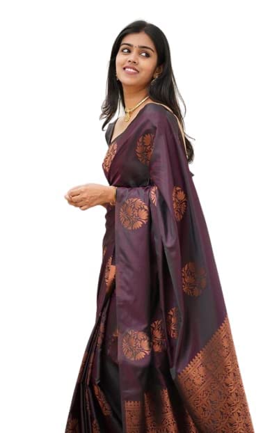 Yashika Women's Banarasi Cotton Silk Jacquard Saree (MUDRA Purple