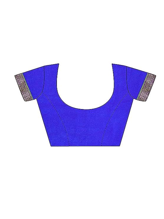 SIRIL Women's Lace & Printed Chiffon Saree with Blouse(2206S934_Blue & Multi)