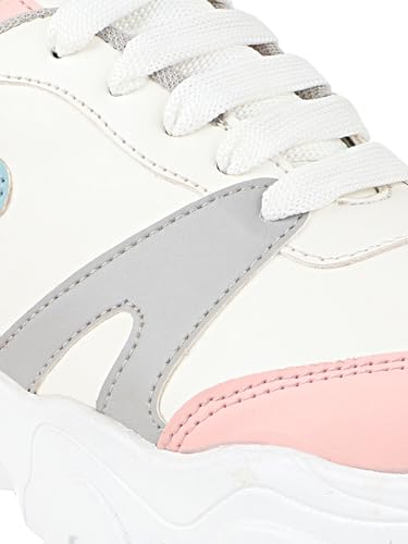 Shoetopia Women's Casual Walking White Sneakers || Comfortable Lightweight Lace Comfy Travel & College EU38