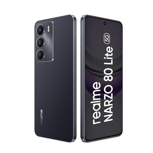 realme NARZO 80 Lite 5G (Onyx Black, 4GB+128GB) | 6000mAh Long-Lasting Battery | MediaTek Dimensity 6300 5G | AI Assist | IP64 Rated Water & Dust Resistance | Military-Grade Durability