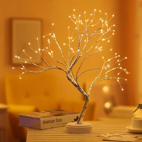 REFULGIX LED Bonsai Tree Light with 36 LEDs | Touch Sensor Table Lamp | USB & Battery Operated Fairy Light Tree for Home, Bedroom, Festive, Diwali, Christmas Decoration (Pack of 1)