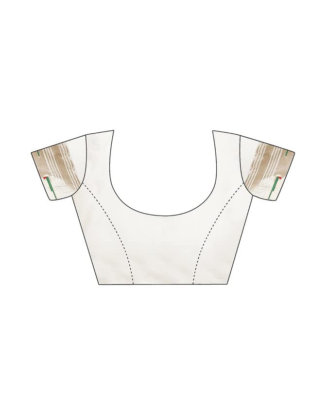 SIRIL Women's Paithani Soft Silk Saree with Unstitched Blouse Piece (2909S5286_White, Gold)