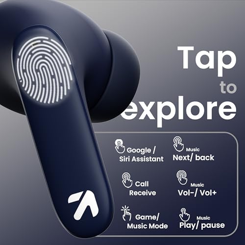 GOBOULT Z40 True Wireless in Ear Earbuds with 60H Playtime, Zen™ ENC Mic, Low Latency Gaming, Type-C Fast Charging, Made in India, 10mm Rich Bass Drivers, IPX5, Ear Buds TWS (Blue)