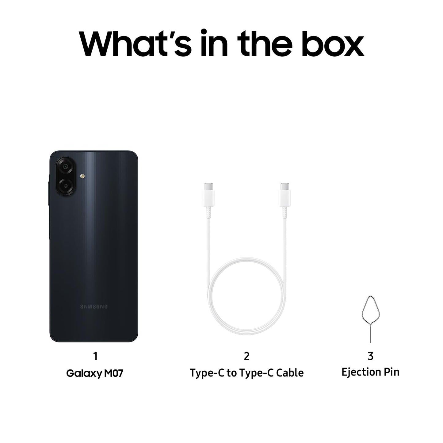 Samsung Galaxy M07 Mobile (Black, 4GB RAM, 64GB Storage) | MediaTek Helio G99 | AnTuTu 624K | IP54| 50MP Camera | 7.6mm Slim | 5000mAh Battery | 25W Fast Charging | 6 Gen OS Upgrades | Without Charger