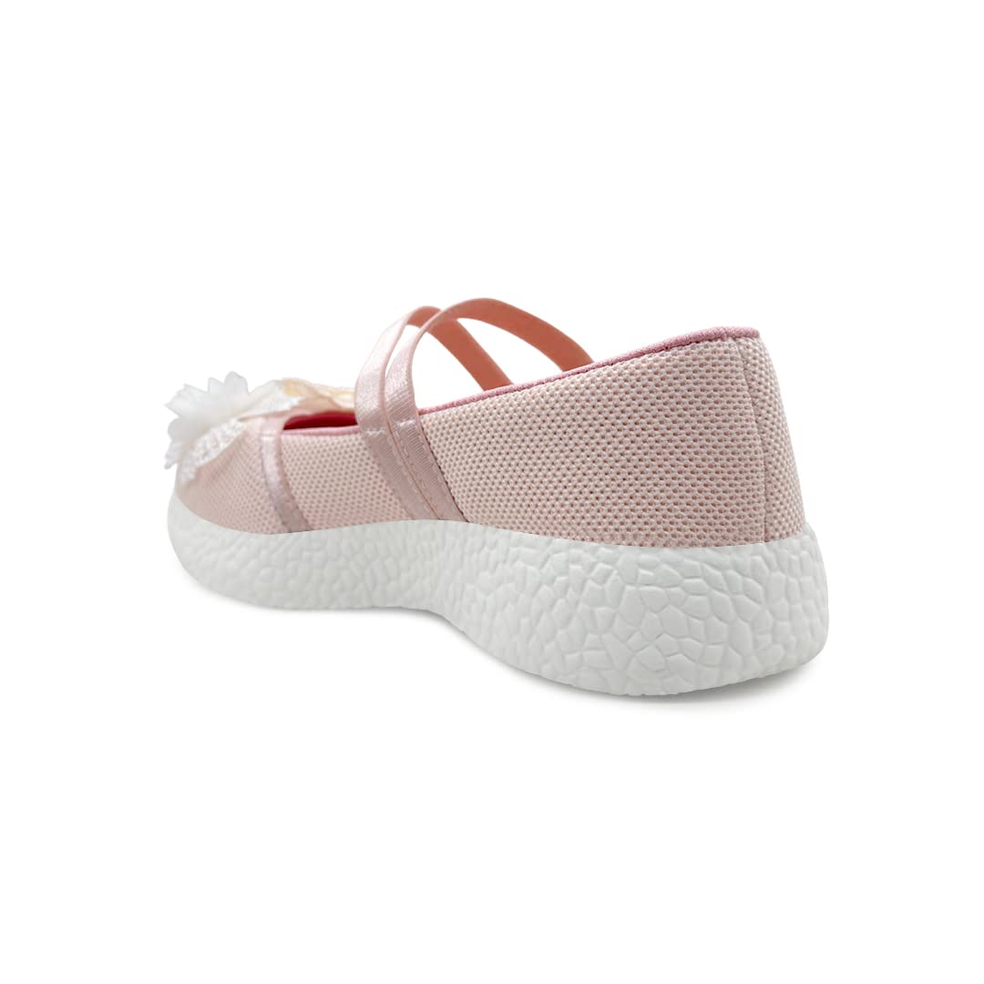 KazarMax Girl's Butterfly Ballerina Ballet Flat - 8 Kids UK (Peach)