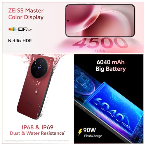 vivo X300 5G (Summit Red, 12GB RAM, 256GB Storage) with No Cost EMI/Additional Exchange Offers