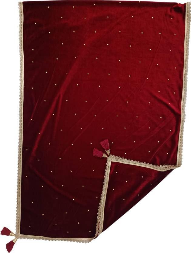 Nakoda Creation Velvet Self Design Women Dupatta (Velvet Dupatta Maroon) - AB1969