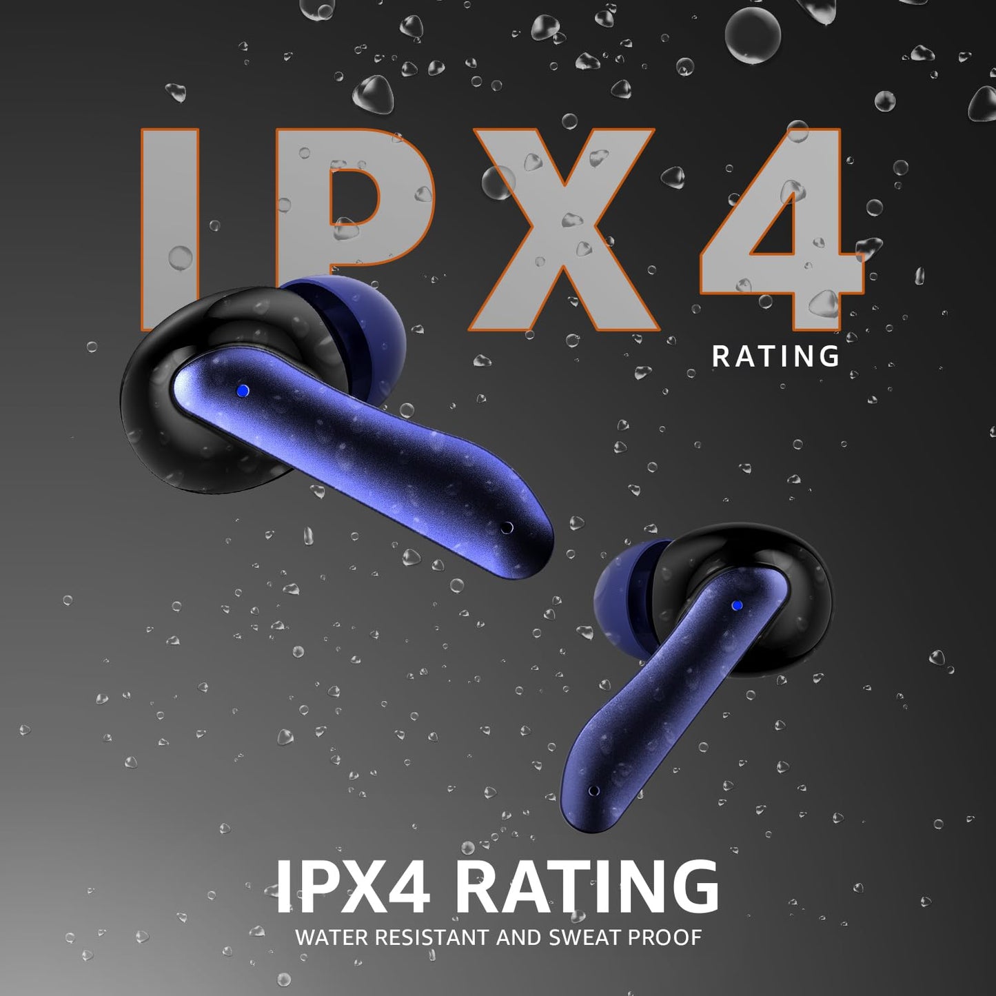 amazon basics TWS in-Ear Earbuds (AB-T01A) with Fast Charging up to 50 Hours of Playtime | Dual 10mm Driver | IPX4 Water-Resistance | Bluetooth 5.3 | Charging Case with Mic | Touch Control (Blue)