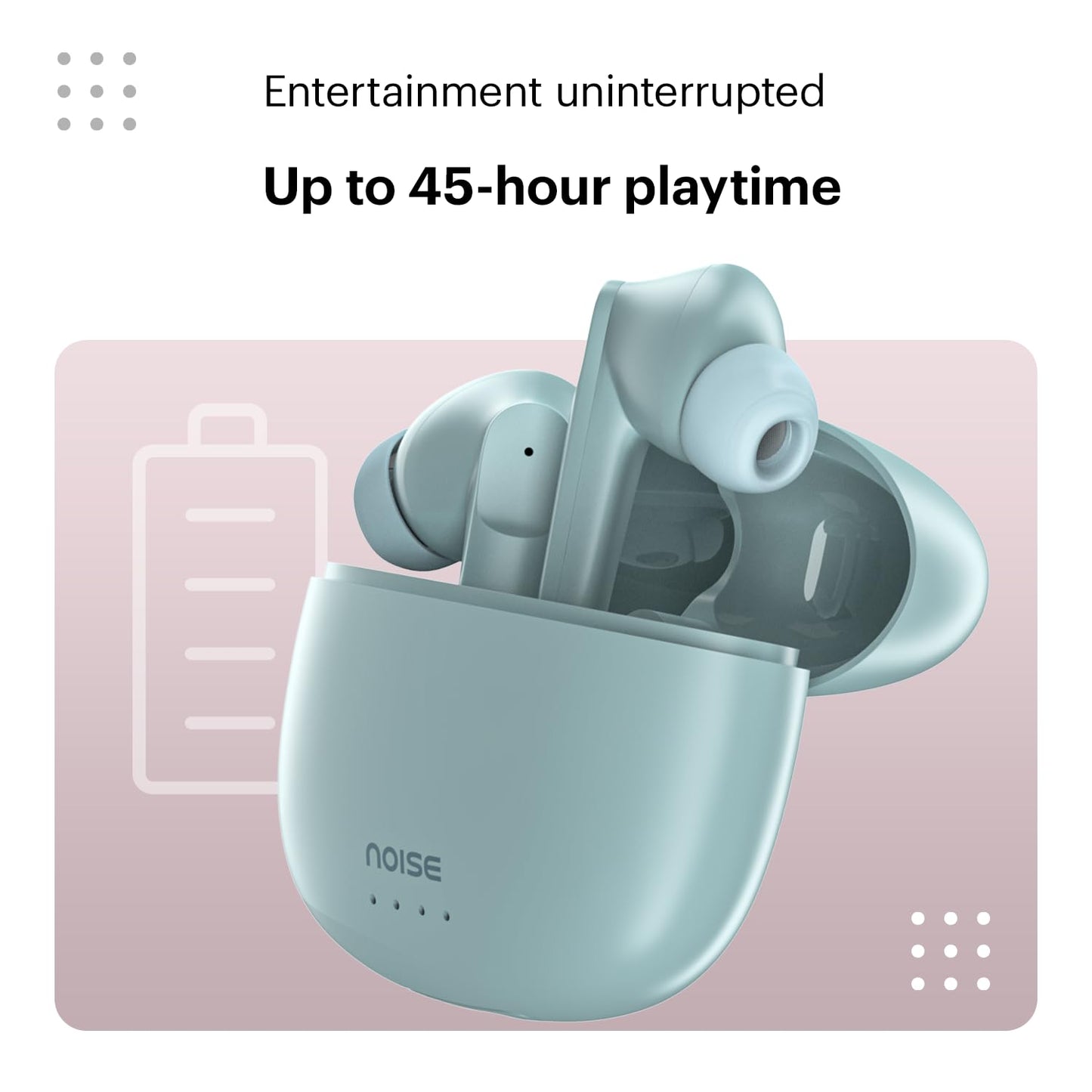 Noise Buds VS104 Truly Wireless Earbuds with 45H of Playtime, Quad Mic with ENC, Instacharge(10 Min=200 Min), 13Mm Driver, Low Latency, BT V5.2 (Mint Green)