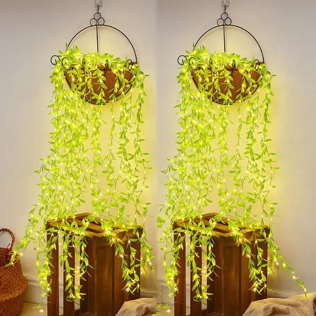 TechPride Leaf LED Curtain String Lights with Leaf Design | Warm White Decorative Fairy Lights for Bedroom, Living Room, Window, Wall, Wedding, Festival, Party & Home Décor (1 Pc, Plug Powered)