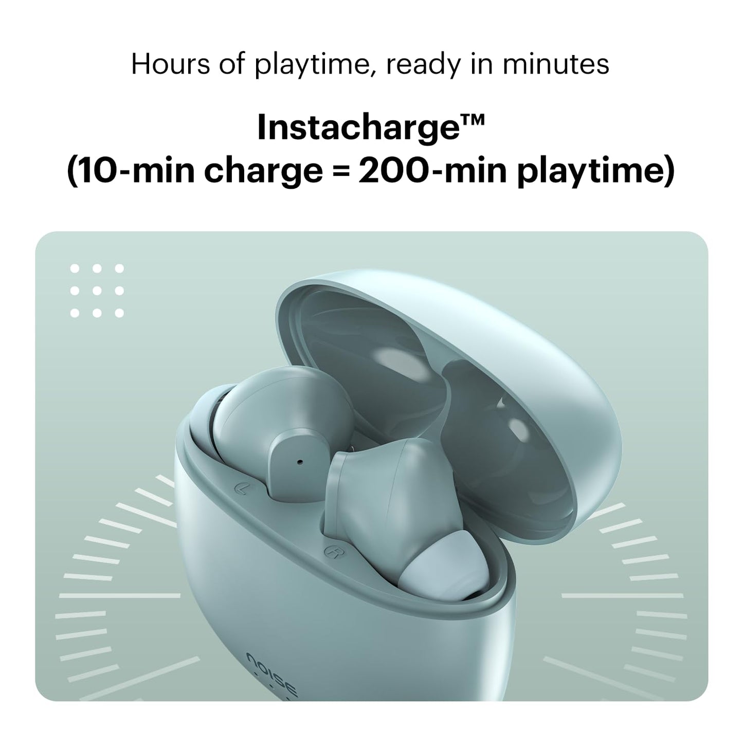 Noise Buds VS104 Truly Wireless Earbuds with 45H of Playtime, Quad Mic with ENC, Instacharge(10 Min=200 Min), 13Mm Driver, Low Latency, BT V5.2 (Mint Green)