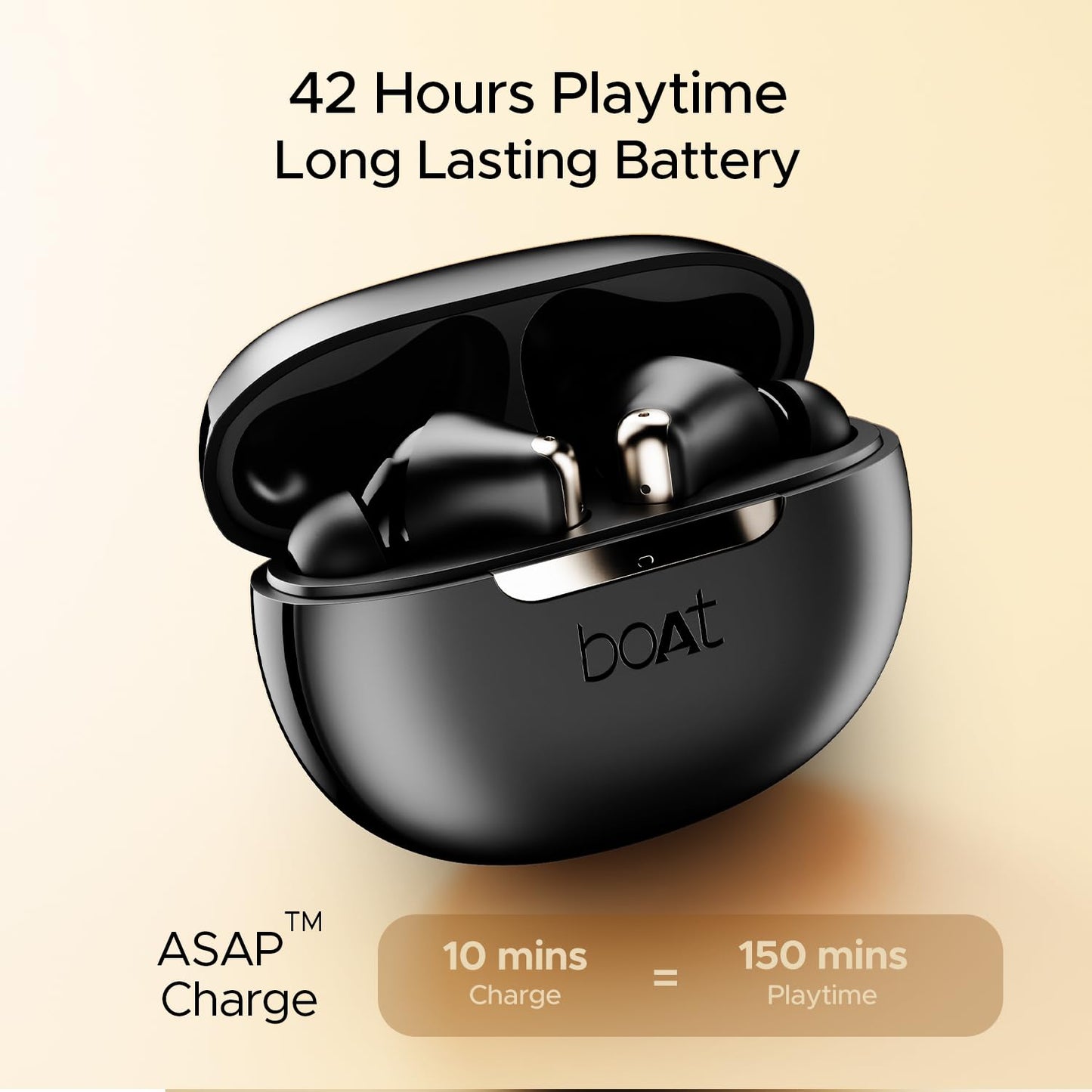 Boat Airdopes 141 ANC(~32dB), 50ms Low Latency, 4Mics ENx,42Hrs Battery, Fast Charge,IPX5, v5.3 Bluetooth TWS in Ear Earbuds Wireless Earphones with mic (Gunmetal Black)