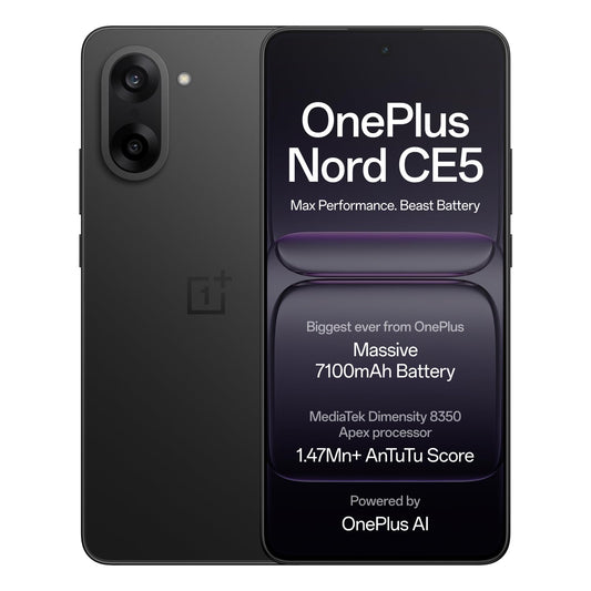 OnePlus Nord CE5 | MediaTek Dimensity | Massive 7100mAh Battery | Powered by OnePlus AI | 128GB 8GB | Black Infinity