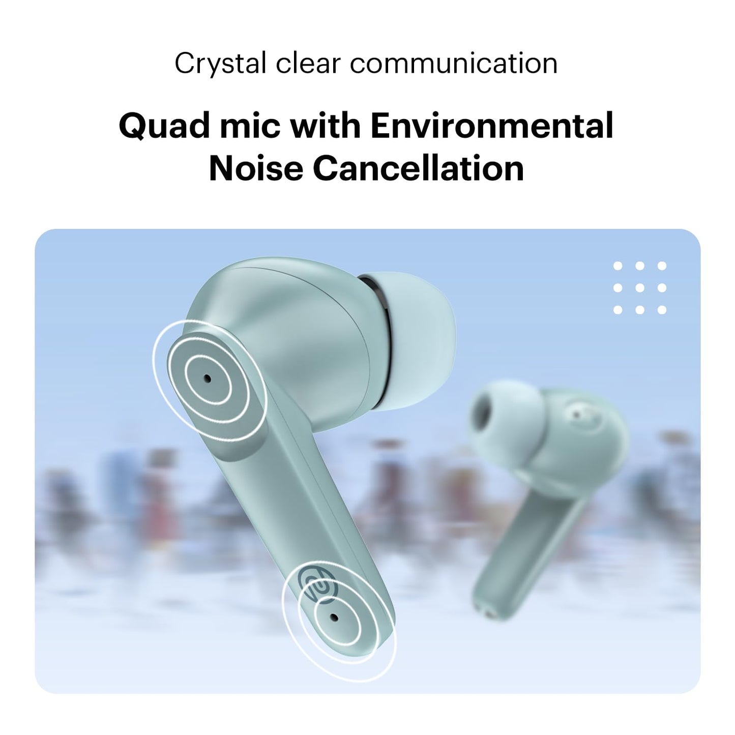 Noise Buds VS104 Truly Wireless Earbuds with 45H of Playtime, Quad Mic with ENC, Instacharge(10 Min=200 Min), 13Mm Driver, Low Latency, BT V5.2 (Mint Green)