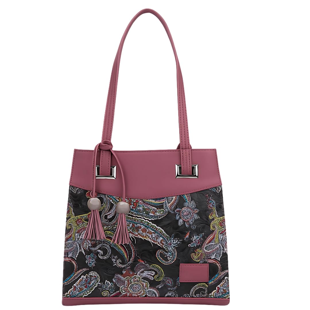 TYPIFY Printed Tote Handbag for Women | Faux Leather Shoulder Bag with Dual Compartments for Office, Daily Use & Travel | Spacious, Lightweight Ladies Handbag