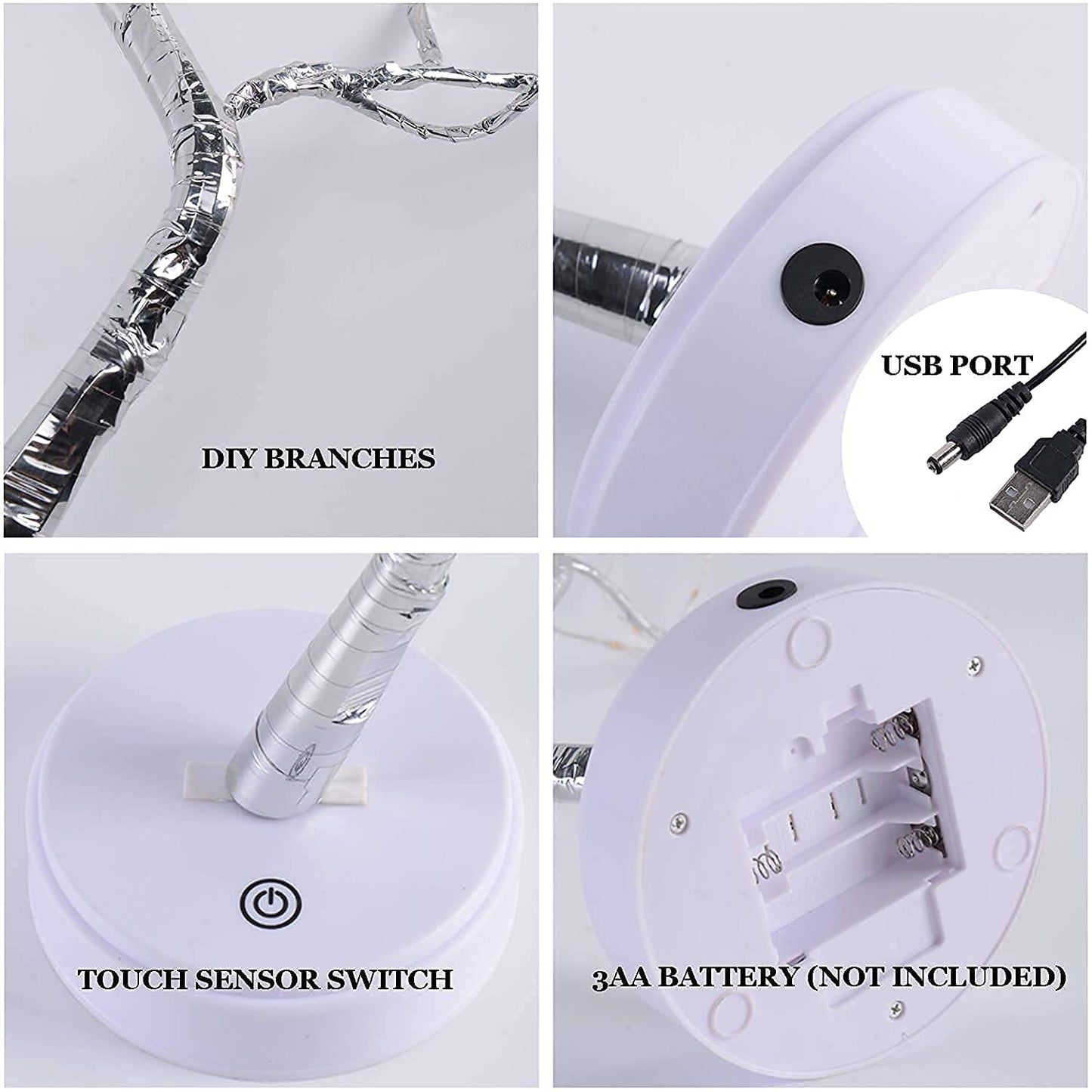 REFULGIX LED Bonsai Tree Light with 36 LEDs | Touch Sensor Table Lamp | USB & Battery Operated Fairy Light Tree for Home, Bedroom, Festive, Diwali, Christmas Decoration (Pack of 1)