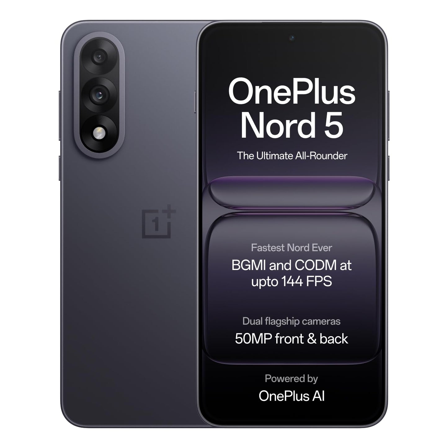 OnePlus Nord 5 | Snapdragon 8s Gen 3 | Stable 144FPS Gaming | Dual 50MP Flagship Camera | Powered by OnePlus AI | 256GB 8GB | Phantom Grey