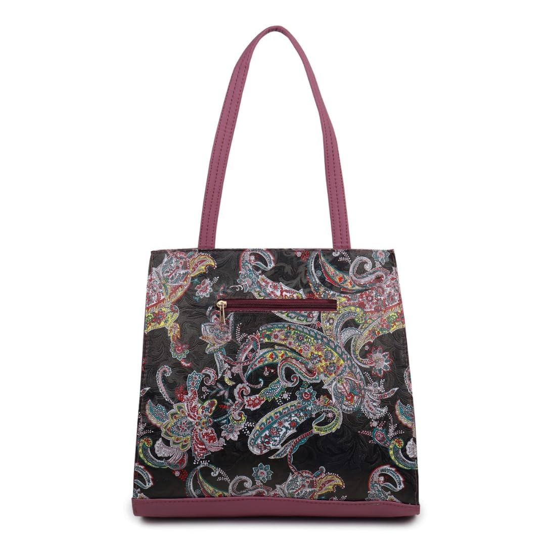 TYPIFY Printed Tote Handbag for Women | Faux Leather Shoulder Bag with Dual Compartments for Office, Daily Use & Travel | Spacious, Lightweight Ladies Handbag