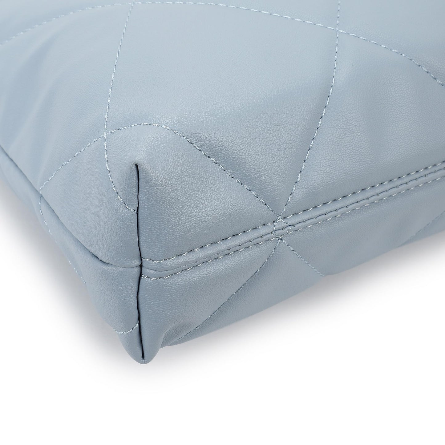 Fastrack Powder Blue Quilted Shoulder Bag for Women | Faux Leather Carry with Metal-Detail Strap, Zipper Closure & Utility Pockets | Stylish Everyday Bag for Work, College & Casual Outings