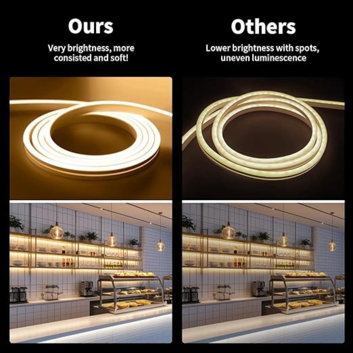 One94Store 4 Meter LED Neon Strip Light – Warm White | Plug-in Powered Flexible Waterproof Rope Light DC 5V | Ambient LED Lighting for Home, Bedroom, DIY Decor, Party & Gaming Room