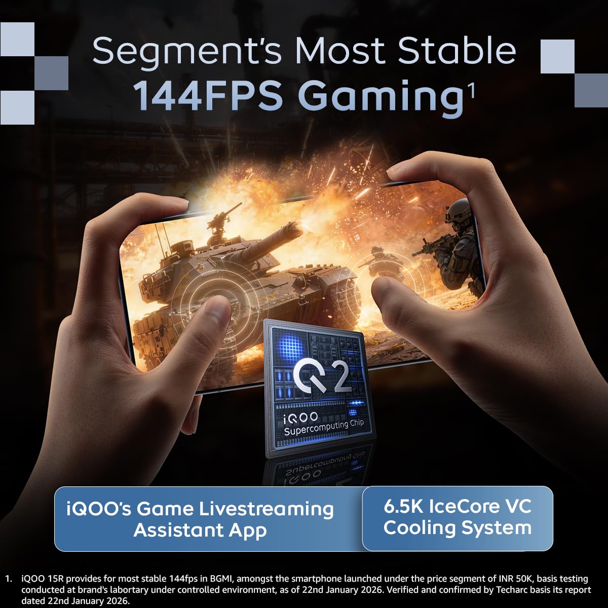iQOO 15R (Triumph Silver, 8GB RAM, 256GB Storage) | Snapdragon® 8 Gen 5 Processor | India’s Slimmest Smartphone in 7600mAh Battery* | Segment's Most Stable 144FPS Gaming*
