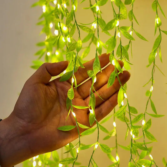 TechPride Leaf LED Curtain String Lights with Leaf Design | Warm White Decorative Fairy Lights for Bedroom, Living Room, Window, Wall, Wedding, Festival, Party & Home Décor (1 Pc, Plug Powered)