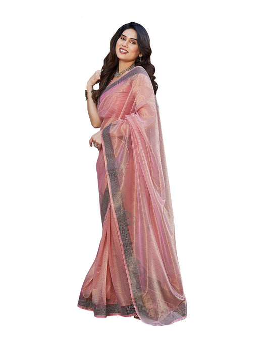 Yashika Women's New Bollywood Soft Tissue Silk Saree With Blouse Material |saree for Women | New Sari | Latest Saree (AZ-YS-P1-DHARMI PEACH)