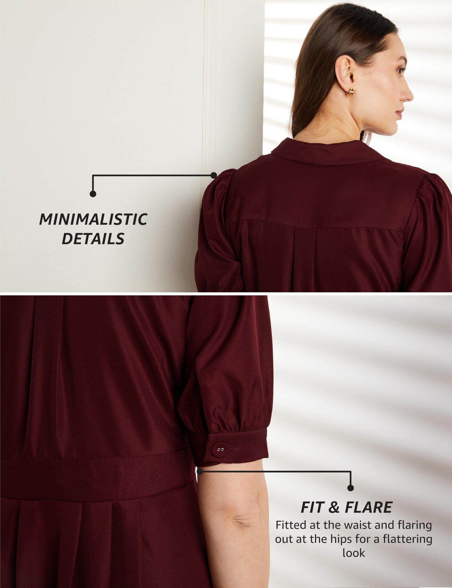 Symbol Premium Women's Polyester Fit and Flare Midi Dress (SBP-SS24-WDR-607_Wine_XL)