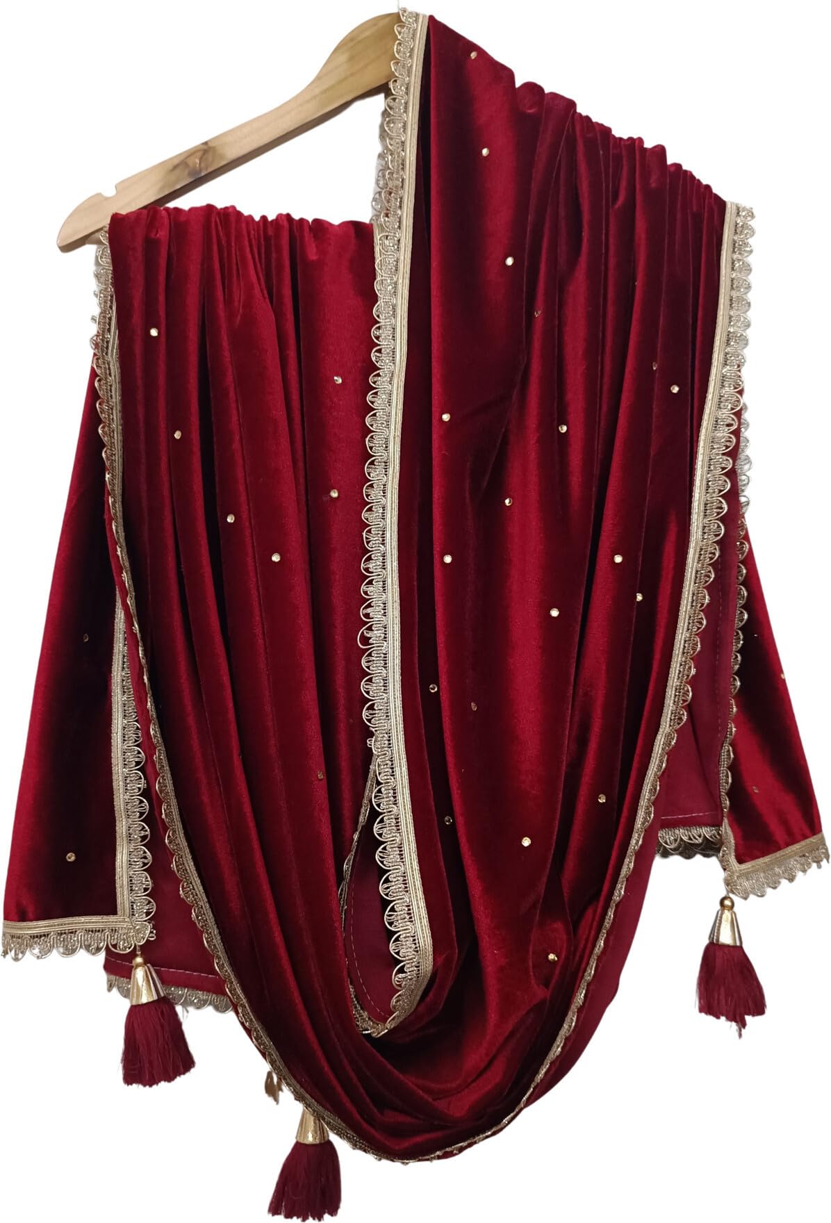 Nakoda Creation Velvet Self Design Women Dupatta (Velvet Dupatta Maroon) - AB1969