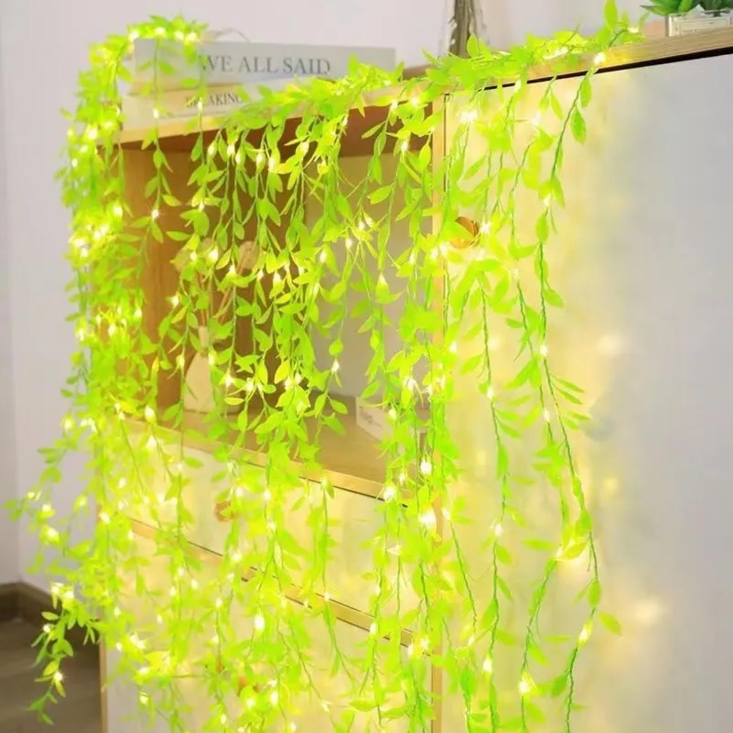 TechPride Leaf LED Curtain String Lights with Leaf Design | Warm White Decorative Fairy Lights for Bedroom, Living Room, Window, Wall, Wedding, Festival, Party & Home Décor (1 Pc, Plug Powered)