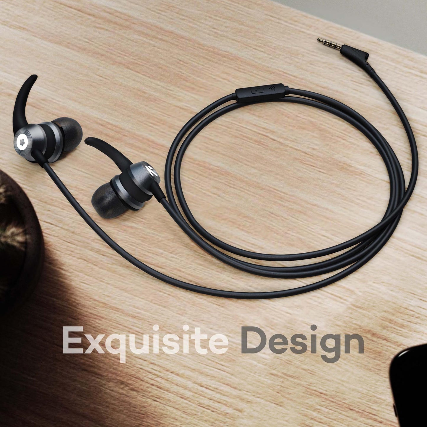 GOBOULT BassBuds X1 in-Ear Wired Earphones with 10mm Extra Bass Driver and HD Sound with mic (Black)