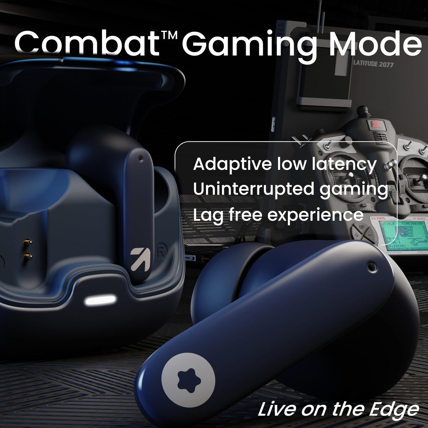 GOBOULT Z40 True Wireless in Ear Earbuds with 60H Playtime, Zen™ ENC Mic, Low Latency Gaming, Type-C Fast Charging, Made in India, 10mm Rich Bass Drivers, IPX5, Ear Buds TWS (Blue)