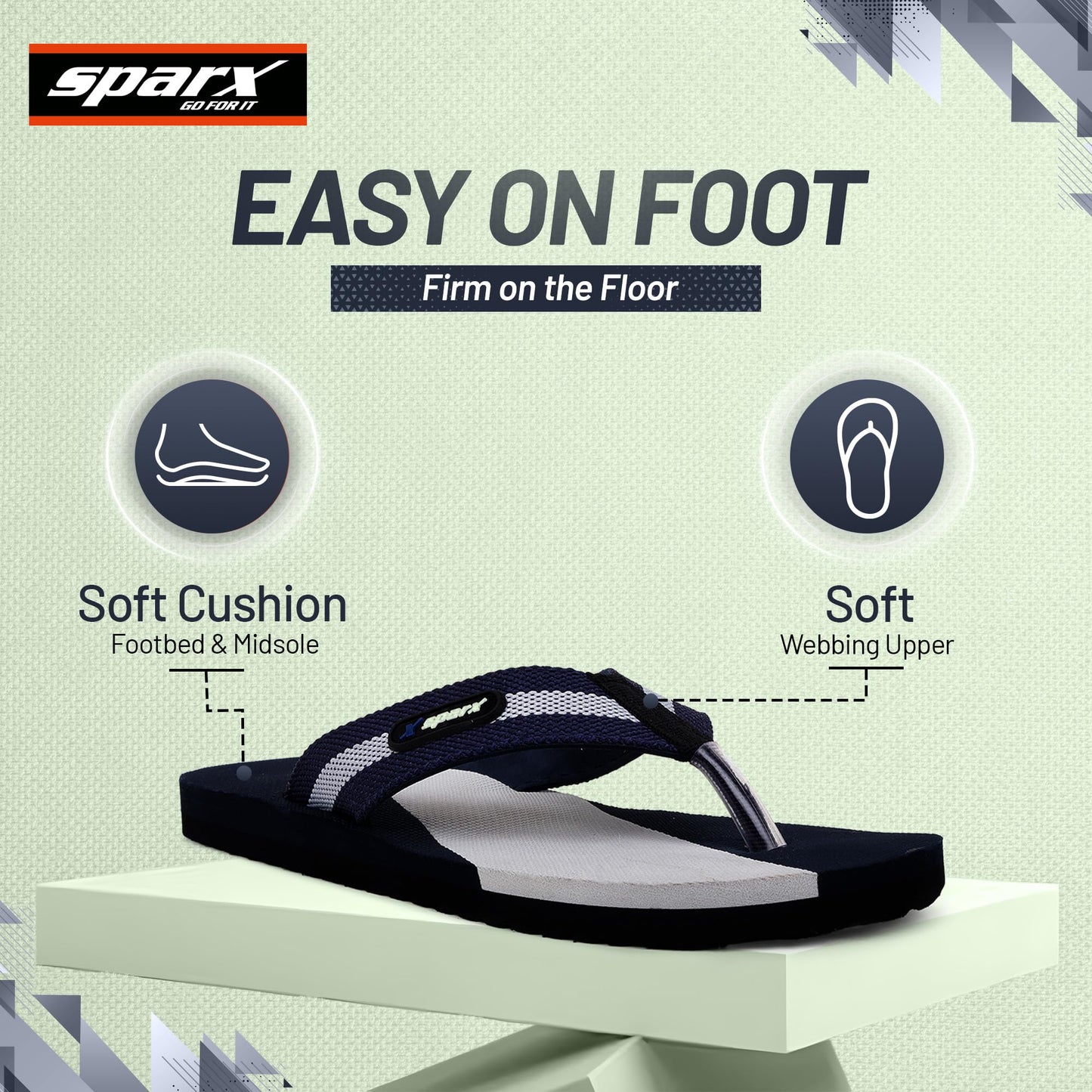 Sparx mens SF0014G Navygrey Flip-flop - 8 UK (SF0014GNVGY0008)