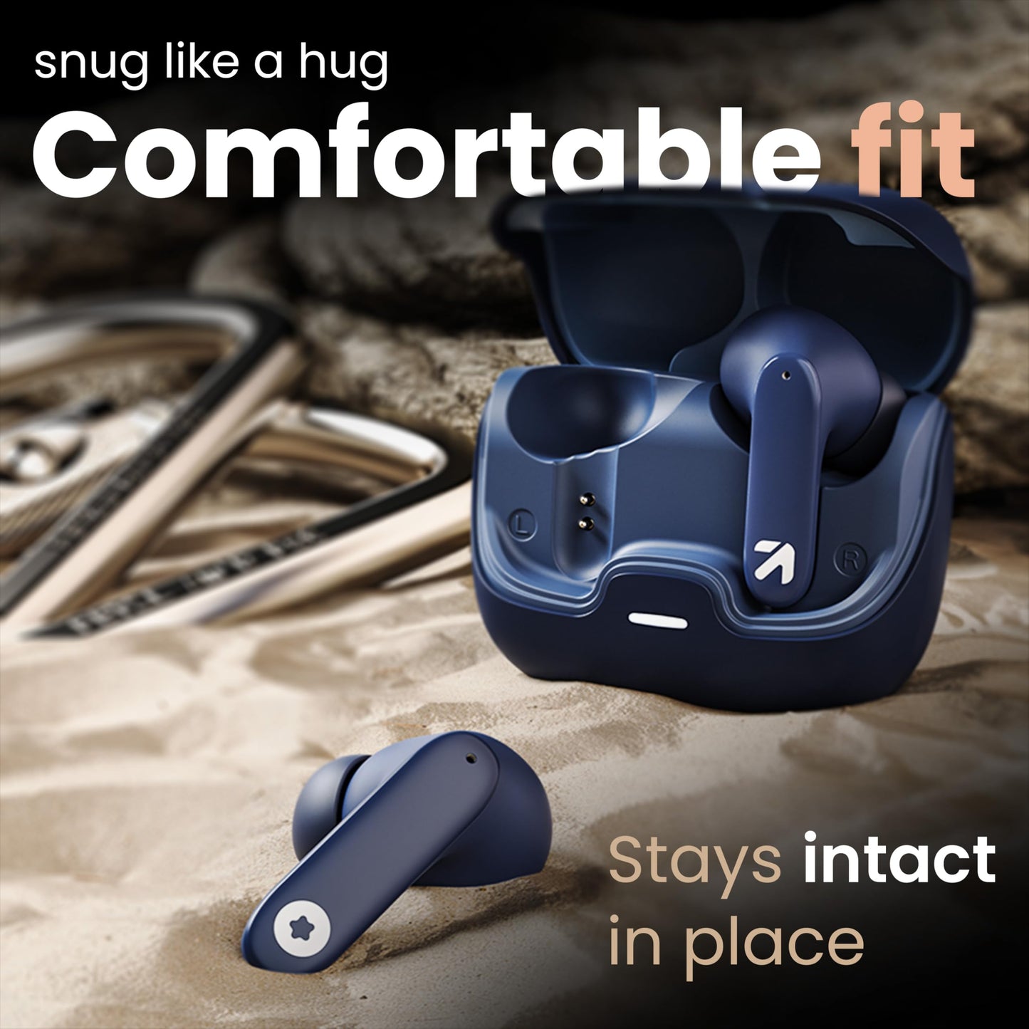 GOBOULT Z40 True Wireless in Ear Earbuds with 60H Playtime, Zen™ ENC Mic, Low Latency Gaming, Type-C Fast Charging, Made in India, 10mm Rich Bass Drivers, IPX5, Ear Buds TWS (Blue)