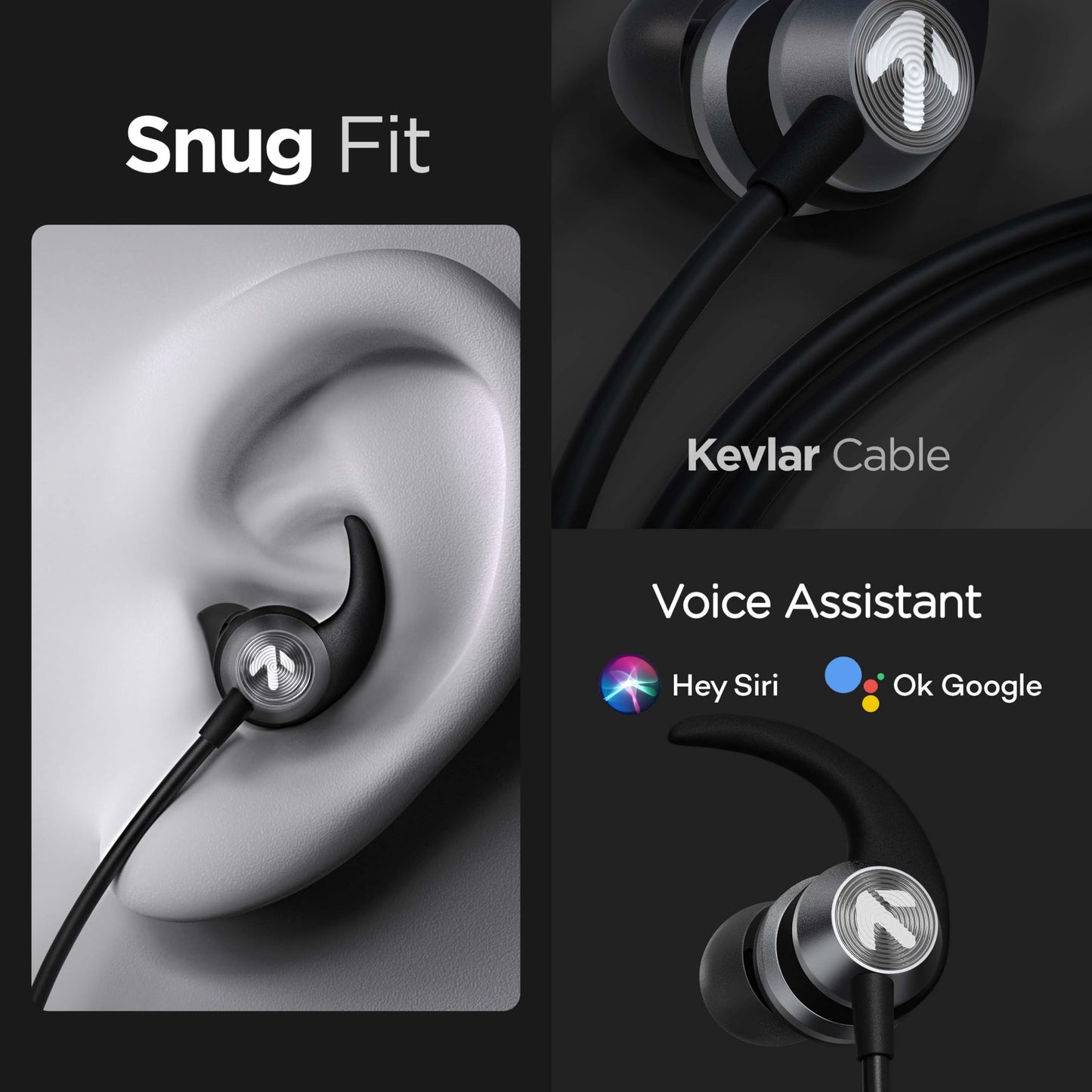 GOBOULT BassBuds X1 in-Ear Wired Earphones with 10mm Extra Bass Driver and HD Sound with mic (Black)