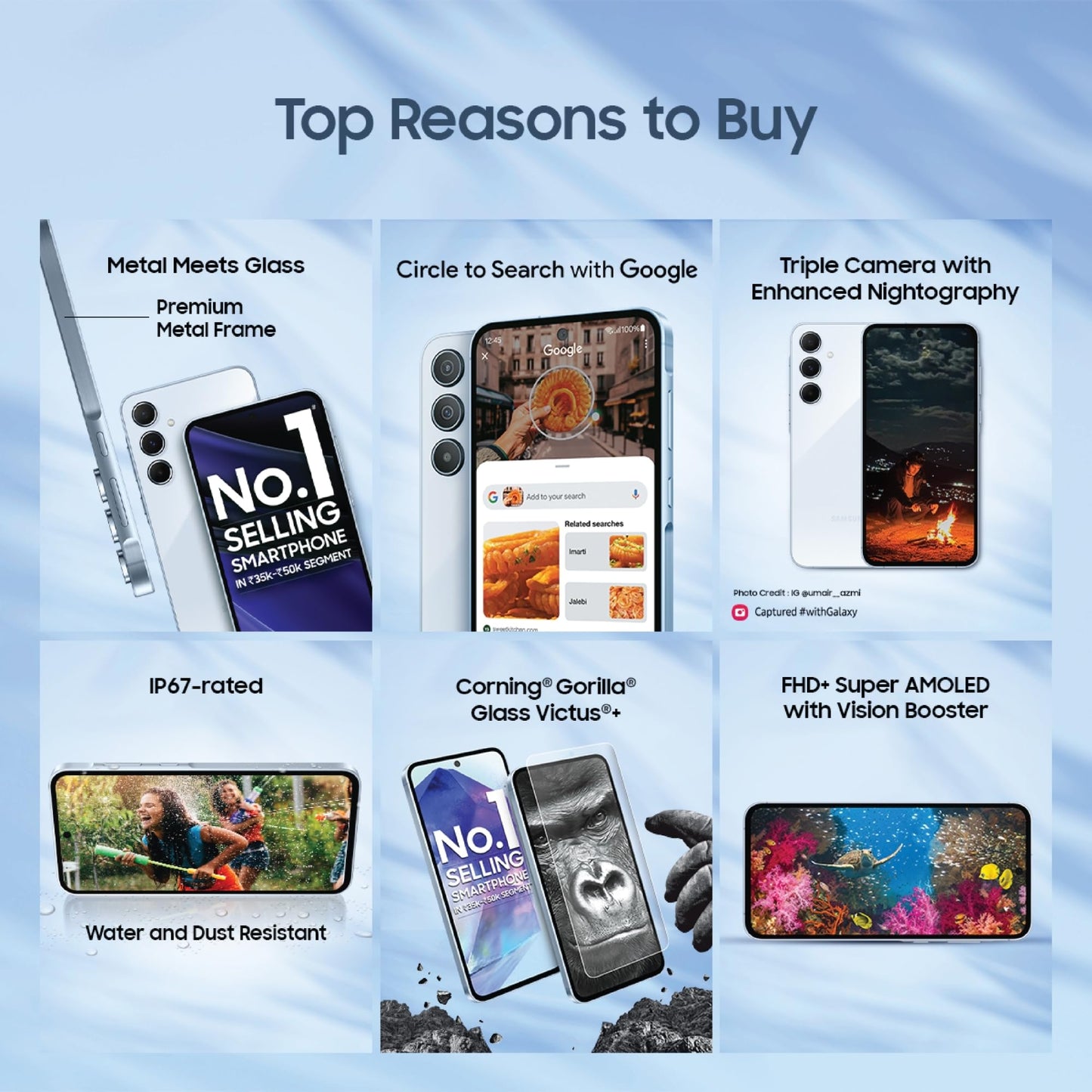 Samsung Galaxy A55 5G (Awesome Navy, 8GB RAM, 256GB Storage) | AI Mobile | 50MP Main Camera (OIS) | Super HDR Video| Nightography | IP67 | Gorilla Glass Victus+ | sAMOLED | Gaming Smartphone