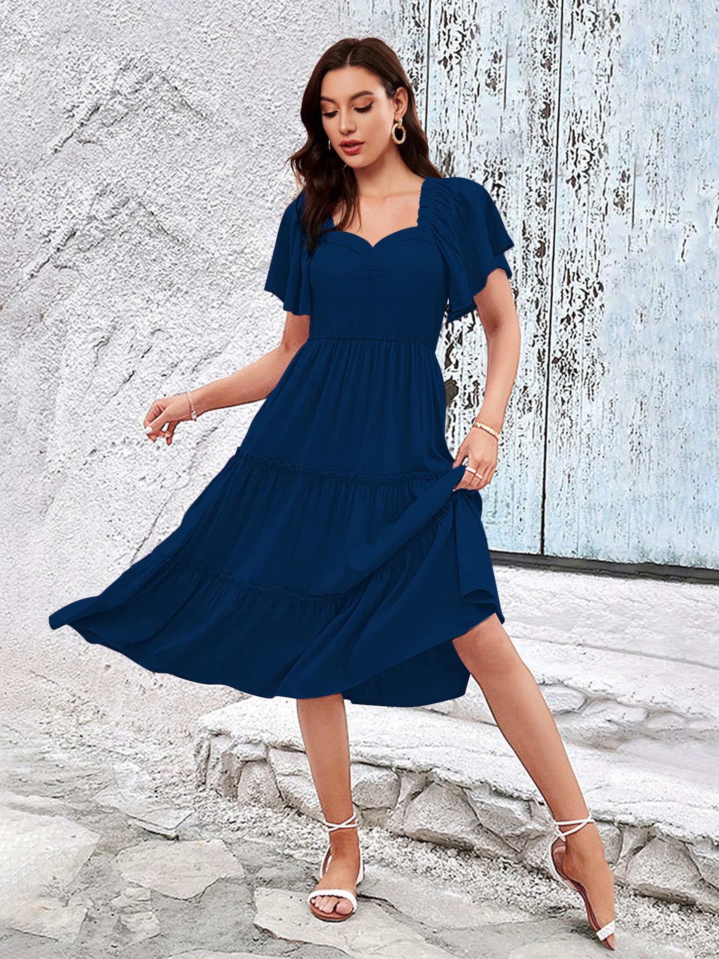 Toochki Women's Rayon Midi Length Flared Dress (TKCBL-RY-180-TB-DRG/XL_Teal Blue