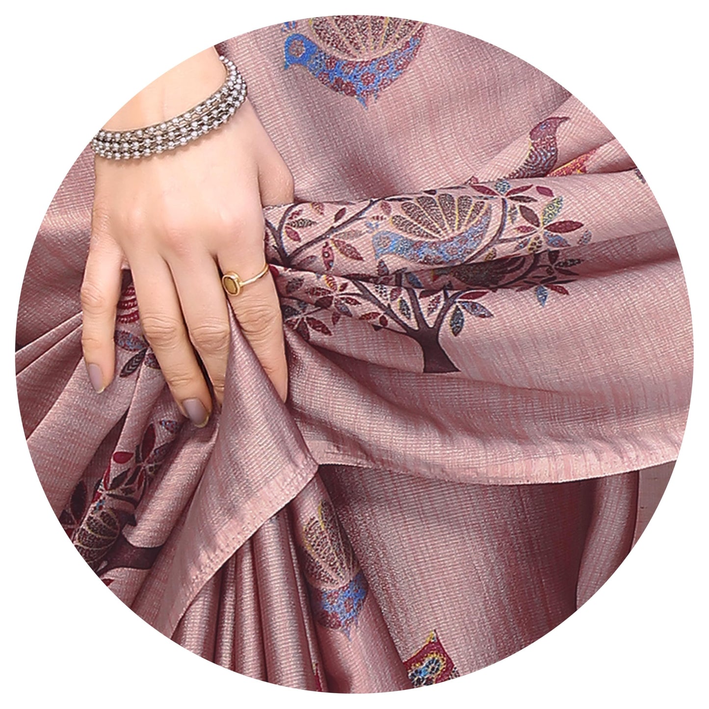 MIRCHI FASHION Chiffon Georgette Madhubani Printed Sarees for Women with Blouse Piece (37966-Light Pink, Multi)